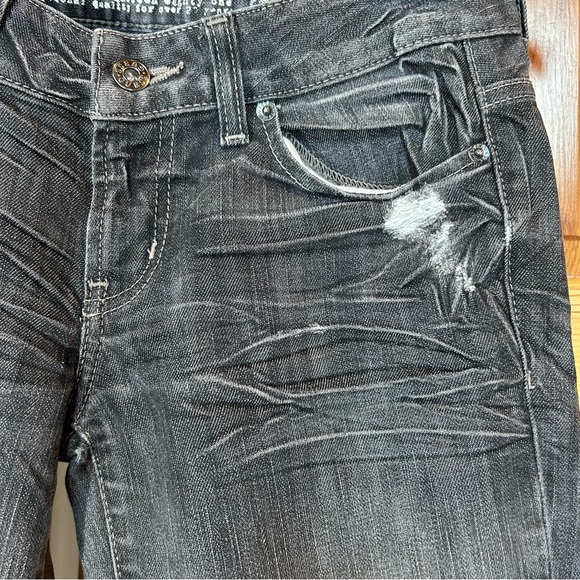 Guess Jeans Starlet Slim Boot Denim Whiskers Distressed Gray Size 27 - Picture 3 of 13